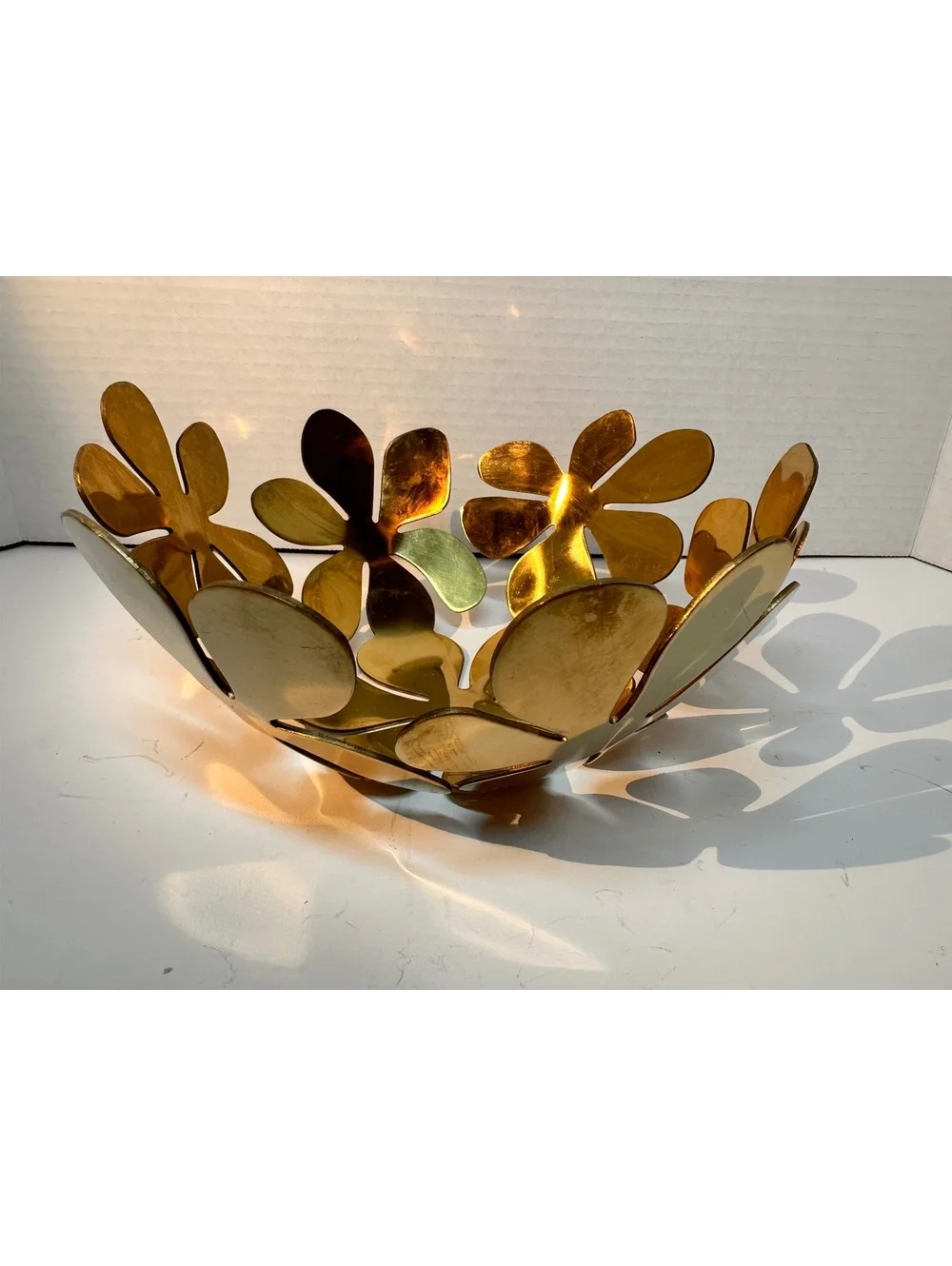 Vintage IKEA Stockholm Gold-Toned Brass Floral Decorative Bowl